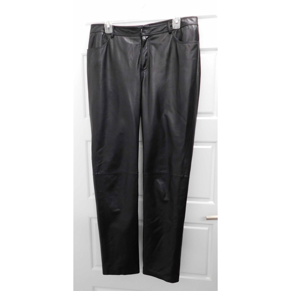 Lafayette 148 New York Black Genuine Leather Pants sz 12‎
